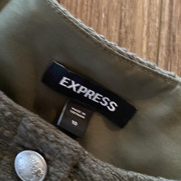 Express Tweed sleeveless utility romper army green Sz 10. military whimsical - Picture 5 of 7